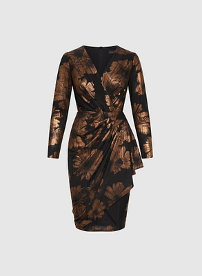 Floral Print Metallic Detail Dress