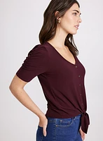 Button-Front Shirred Sleeve Top