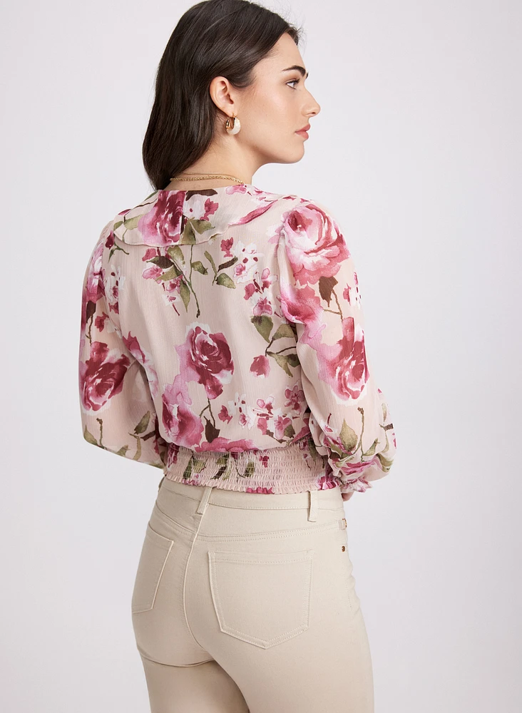 Blouse florale à volant