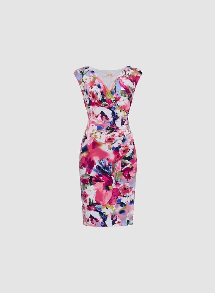 X-Neck Floral Dress