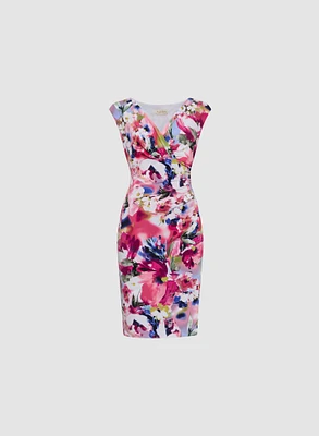 X-Neck Floral Dress