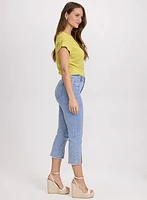Stone Embellished Denim Capris