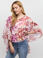 Blouse fleurie à manches évasées