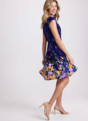 Cascading Floral Print Dress