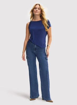 Drop Shoulder Top & Cargo Jeans