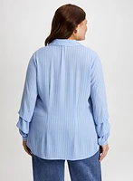 Tiered Sleeve Striped Blouse