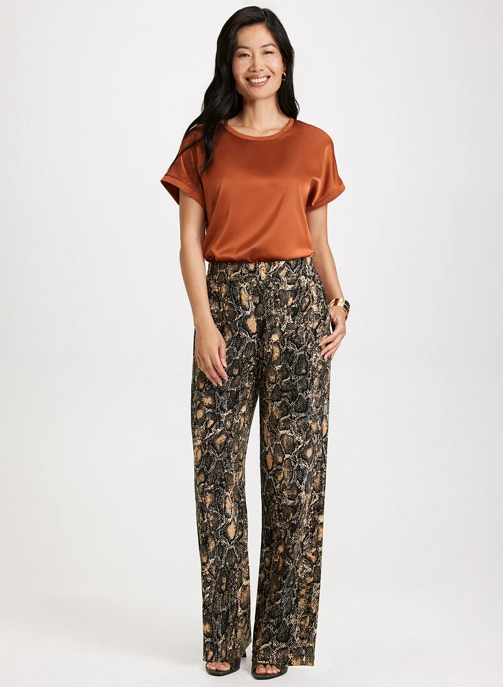 Satin Top & Snake Print Pants