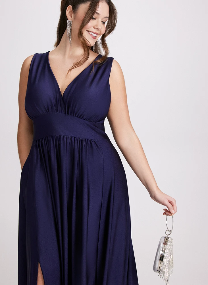 Plunging Neckline Maxi Dress