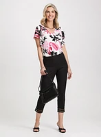 Floral Flutter Sleeve Top & Pull-On Ankle Pants