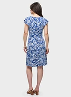 Printed V-Neck Jersey Dress
