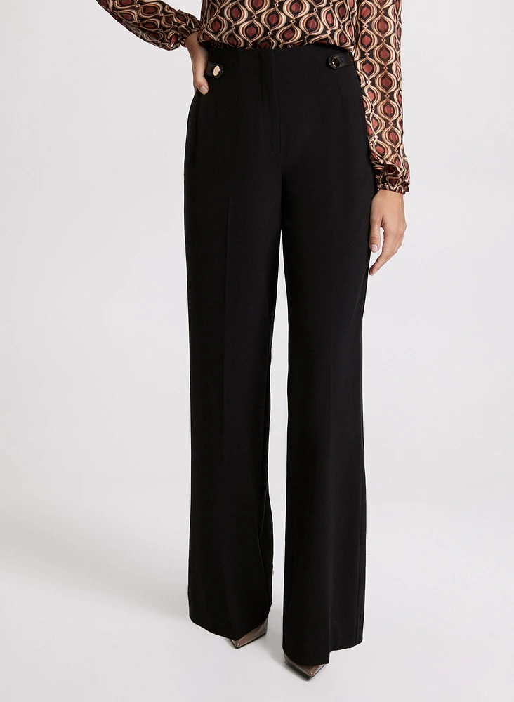 Pantalon Olivia à jambe large cuir végane – Régulier