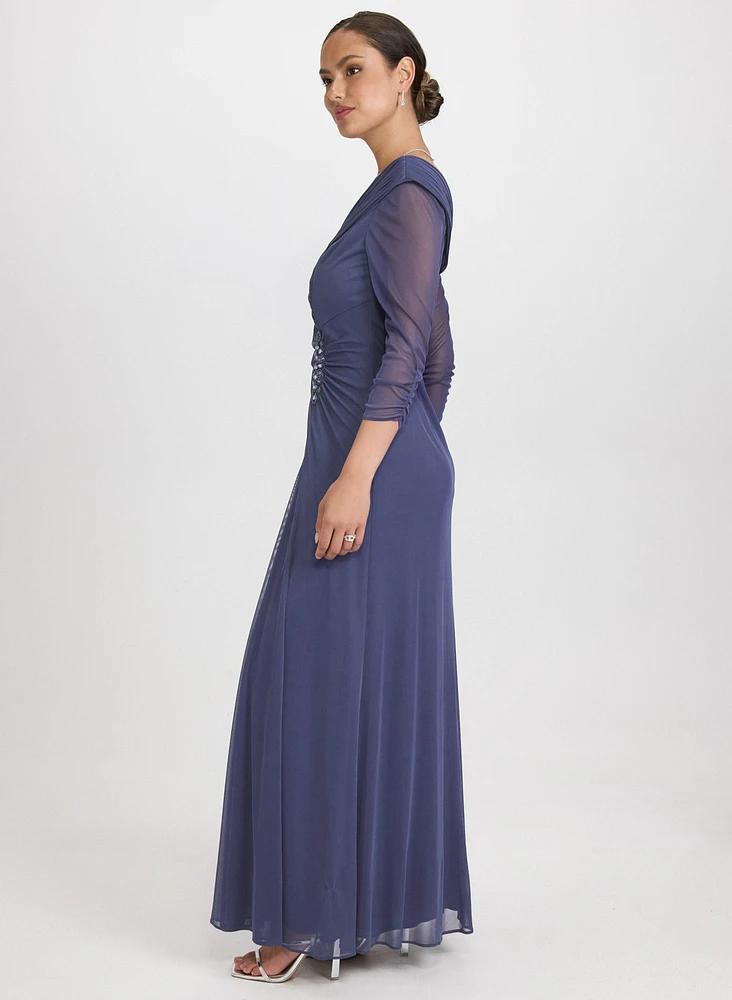 Mesh Wrap-Style Dress