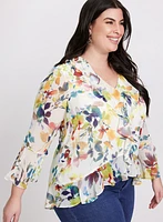 Blouse florale à volants