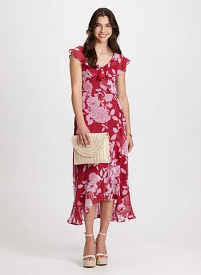 Ruffled Floral Midi Dress