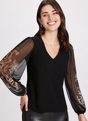 Paisley Placement Print Top