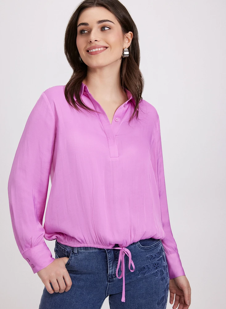 Long Sleeve Satin Blouse