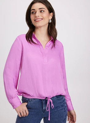 Long Sleeve Satin Blouse