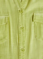 Linen-Blend Crosshatch Detail Blouse