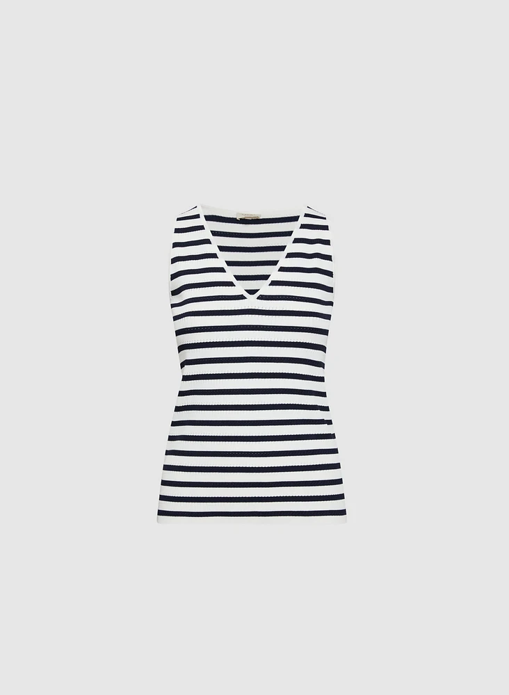 Striped Pointelle Knit Tank Top