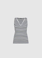 Striped Pointelle Knit Tank Top