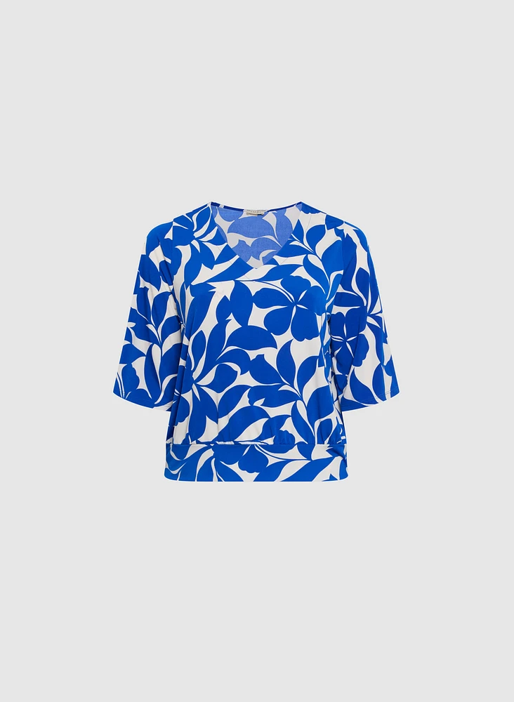 Leaf Print V-Neck Top