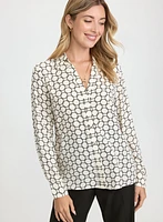 Geometric Button-Down Blouse
