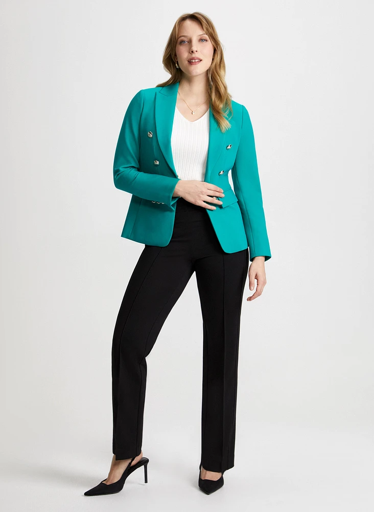 Decorative Button Blazer & Pull-On Pants