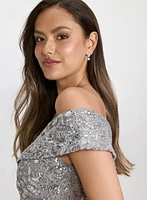 Sequin Embellished Off-Shoulder Dress