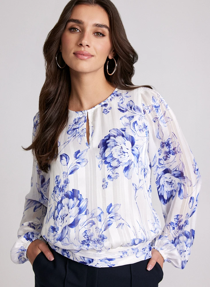 Blouse florale à trou de serrure