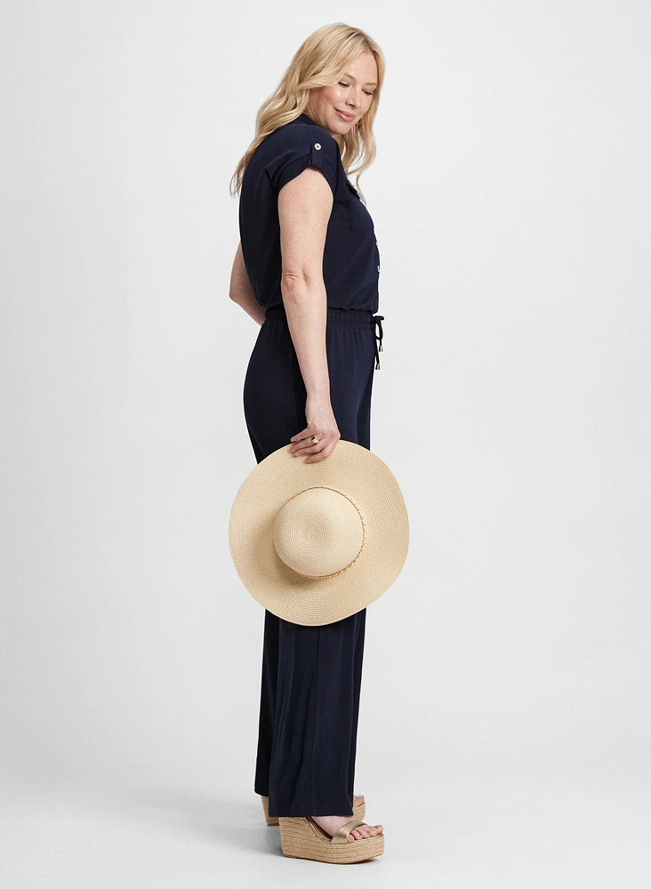Button Down Jersey Jumpsuit