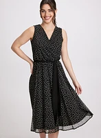 Self-Sash Polka Dot Dress