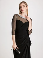 Embellished Neckline Jersey Dress