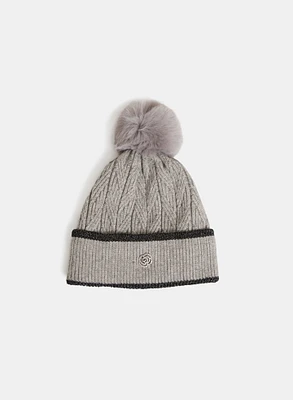 Tuque à pompon en fausse fourrure