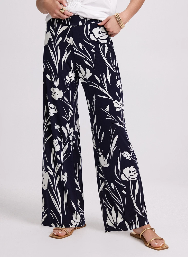 Pantalon floral à jambe large