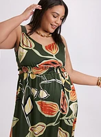 Leaf Print Maxi Dress