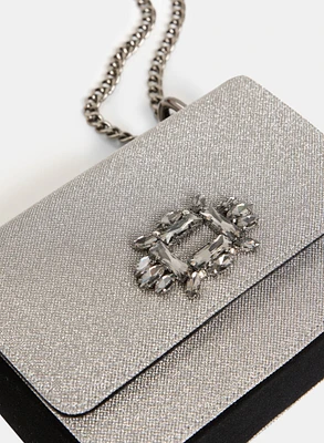 Rhinestone Detail Shimmering Clutch