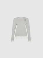 Rosette Detail Crew Neck Sweater