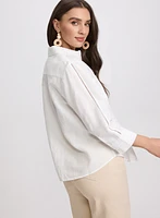 Blouse en mélange de coton et lin