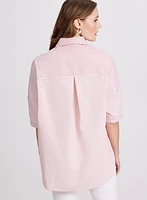 Blouse rayée en mélange de coton