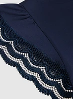 Crochet Trim Cap Sleeve T-Shirt