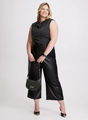 Funnel Neck Sleeveless Sweater & Vegan Leather Pants