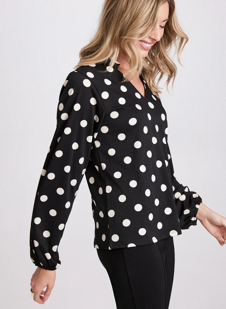 Blouse manches ballon à pois