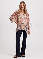 Paisley Print Blouse & Pintuck Jeans