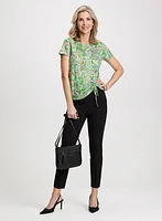 Drawstring Detail Paisley T-Shirt & Slim Leg Pants