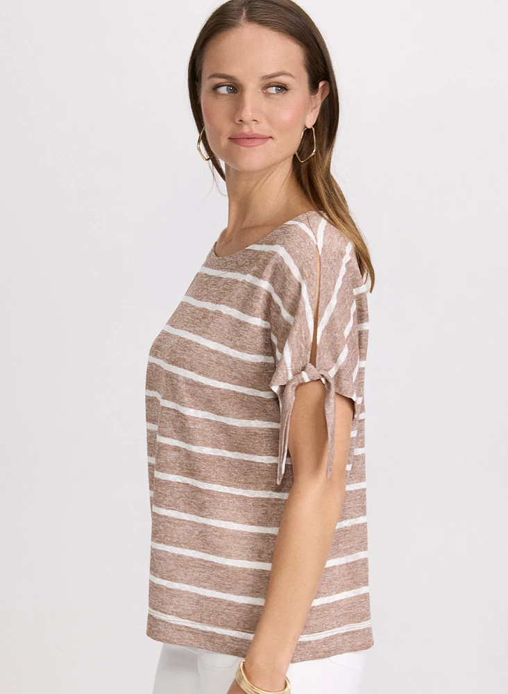 Striped Split-Sleeve Top