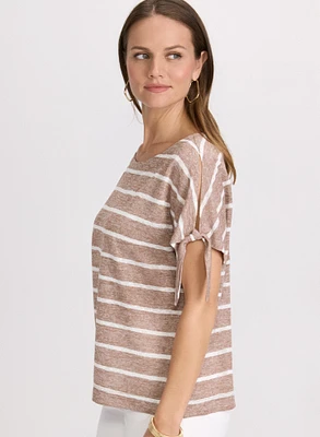 Striped Split-Sleeve Top