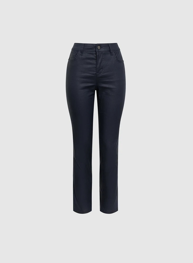 Coated Straight Leg Jeans