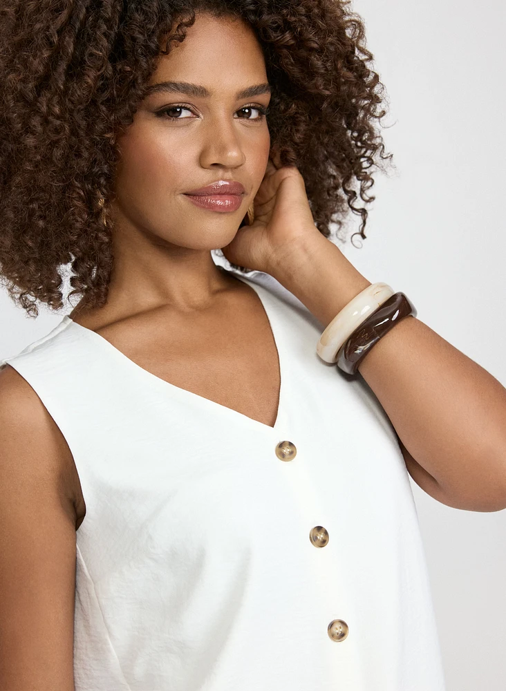Sleeveless Button-Down Blouse