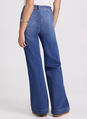 Patch Pocket Wide-Leg Jeans