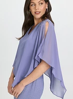 Embellished Capelet Overlay Dress